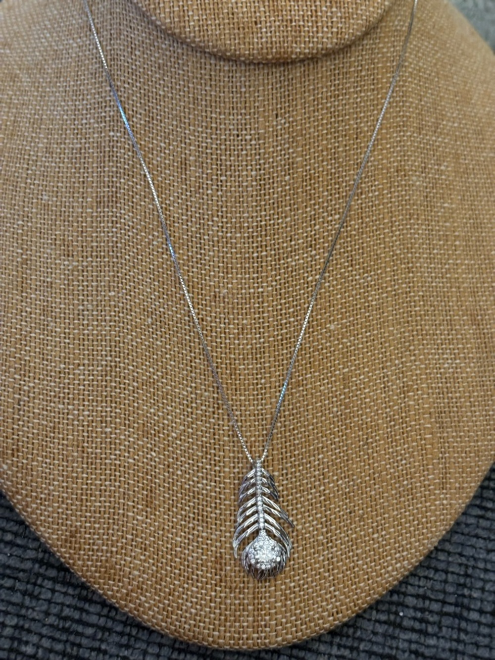 Solid Sterling Silver .50 Carat Moissanite Feather Necklace
